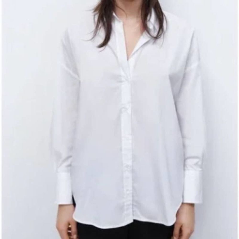 Zara Basic White Cotton Button Up - image 7